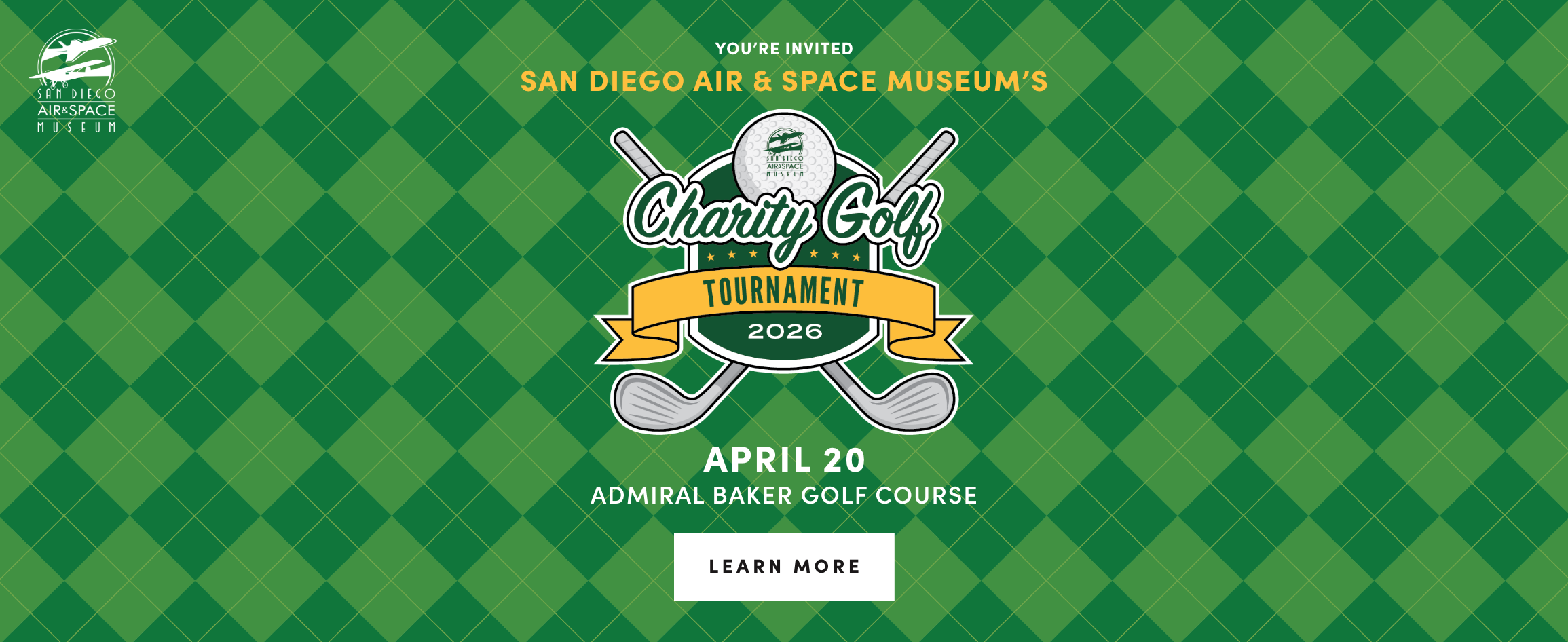 Promotional Image for the Golf Tournament featuring a logo with Golf Clubs
