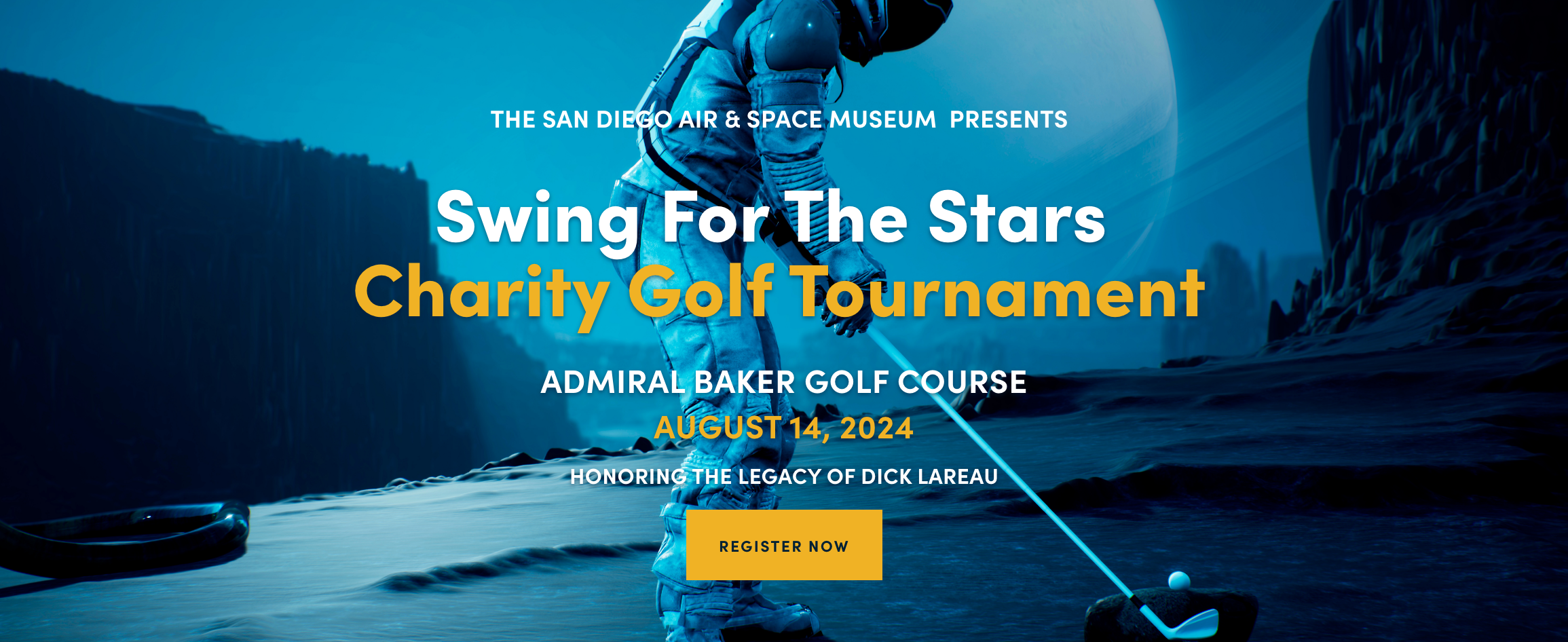Promotional Image for the Golf Tournament featuring an Astronaut playing golf