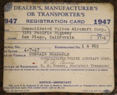 Convair Flying Car Registration